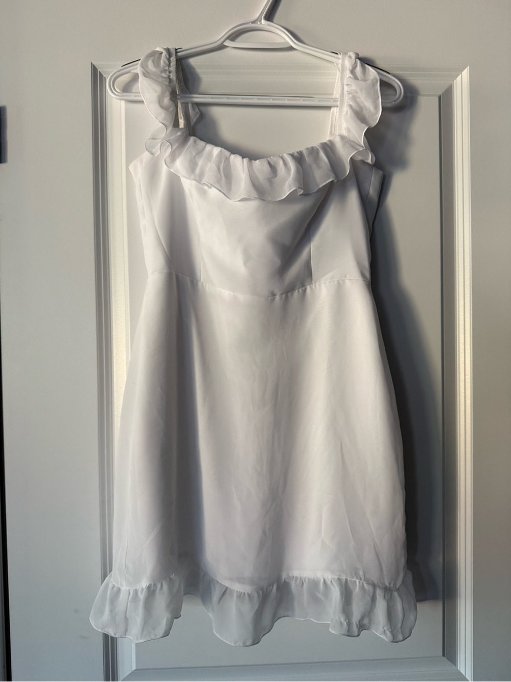 Park & Fifth White Ruffle-Trim Sundress